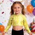 thumbnail image 2 of Girls Long Sleeve Glitter Sleeve Cropped Casual Top For Teen Youth Fashion Stylish Comfortable Wear Tween Kids Summer Soft Comfy Cute Teen Basic Tees, 2 of 4