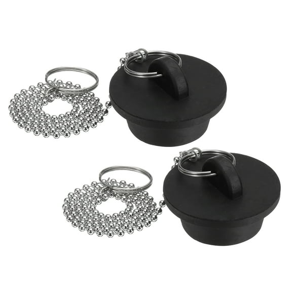 Unique Bargains 2Pcs Tub Stoppers, Rubber Bathtub Stoppers 1-1/4" Kitchen Sink Drain Stopper, Black