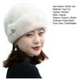 thumbnail image 6 of Winter Hat Russian Faux Rabbit Fur Flower Decor Thickened Luxury Keep Warm Solid Color Autumn Winter Thermal Middle-aged Women Cap for Outdoor-Beige, 6 of 7