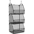 thumbnail image 1 of Paniers Empilables en Fil Métallique pour Rangement de Garde-Robe de Cuisine et de Garde-Manger, Organisateurs Suspendus pour Garde-Robe, Étagères de Rangement, Organisation Murale, Bacs Paniers en Métal, Organisateur pour Vêtements, Légumes et Fruits, 1 of 7
