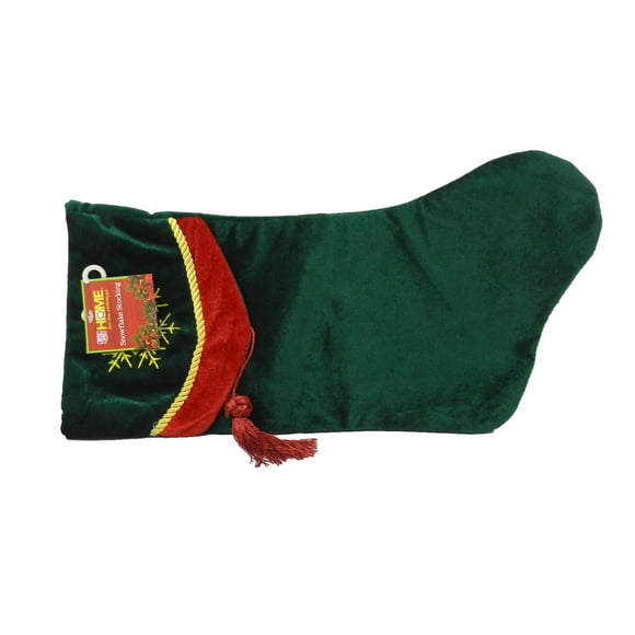Home For The Holidays Snowflake Green Stocking With Tassel 1 Count