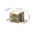 thumbnail image 3 of Clear Plastic Desk Organizer with Drawers and Compartments, Desktop Storage Caddy with Pen Holders for Office Supplies, Makeup, and Accessories, 3 of 6
