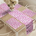thumbnail image 2 of Ambesonne Pink Polka Dots Table Runner & Placemats, Asymmetric Rounds, Placemat 4 pcs + Runner 14"x72", Pink and White, 2 of 2