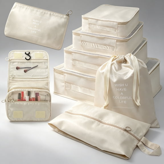 Gowinsee Packing Cubes 8 Set, Travel Packing Organizers with Large Toiletries Bag Organizers with Toiletry Bag And Shoes Bag For Travel Accessories