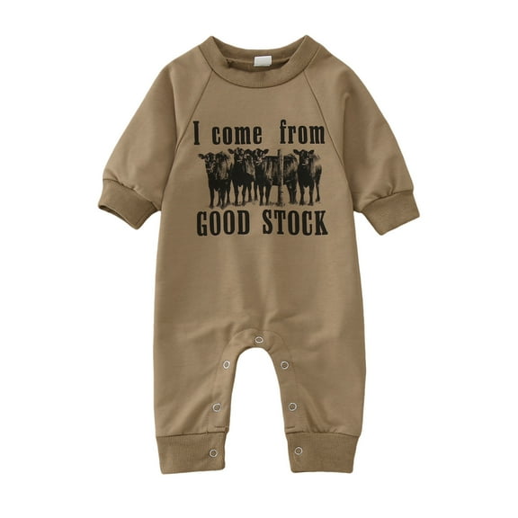 Staki Winter Clothes for Toddler Boys Baby Boy Clothes Print Romper Playsuit Jumpsuit Fall Winter Outfit(Coffee,12-18 Months)