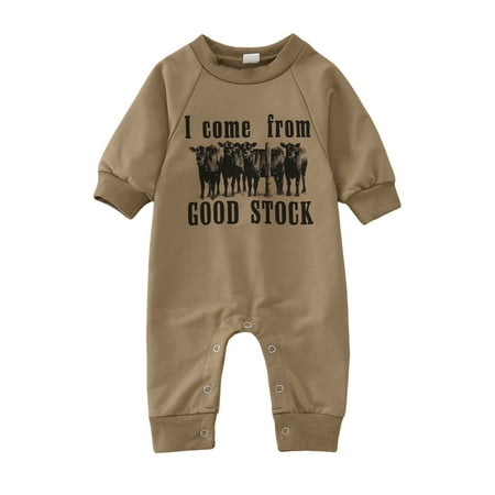 

Bjutir Toddler Boys Girls Bodysuits One-Pieces Winter Long Sleeve Jumpsuit Calf Cartoon Print Outwear For Children Clothes Coffee 12-18 Months