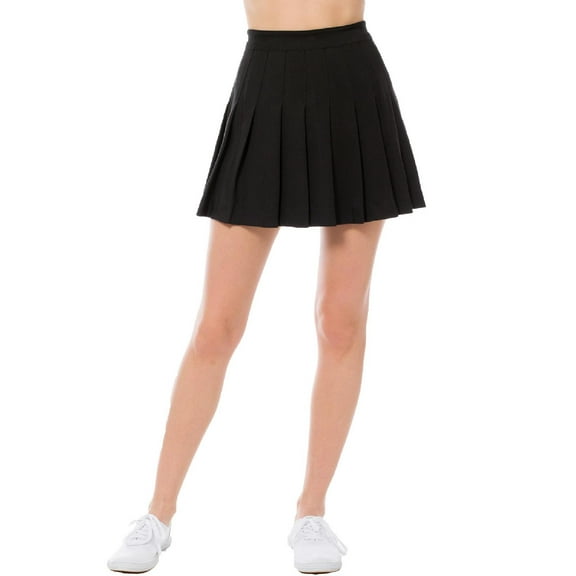 MixMatchy Women's High Waisted Pleated Plain A-line Tennis Mini Skirt with Back Zipper