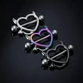 thumbnail image 3 of HOOUN Ox Horn Hearts Nipple Ring Piercing Barbell Bar Rings Surgical Steel JewelHQ@-B, 3 of 9