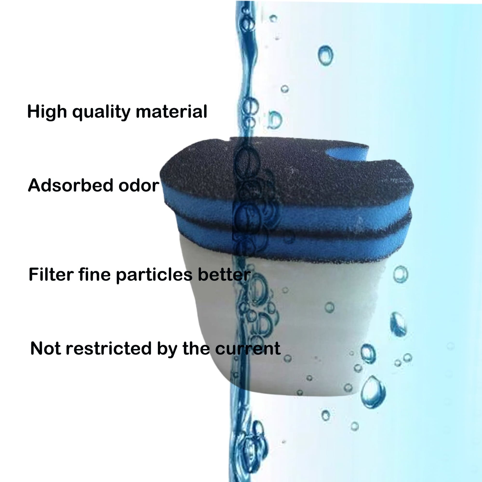 Genligt 265GPH Fine Filter Water Polishing Pads and 3-in-1 Coarse Filter Replacement for AMOSIJOY Quick-Clear Aquarium Sponge, 8 Pack