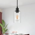 thumbnail image 3 of YANSUN Modern Pendant Light Fixtures, Matte Black E26 Base with Clear Seeded Glass Shade for Bar, Dining Room, Bedroom, Living Room, 2 Pack, 3 of 8
