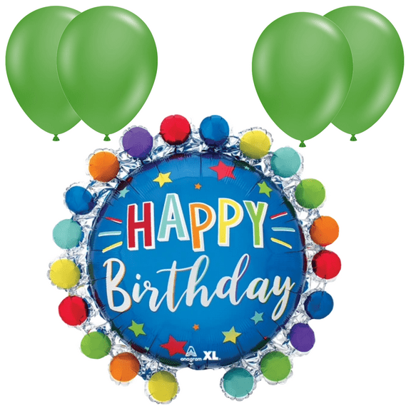 LoonBalloon 26 Inch Dot Circle Birthday Balloon with 4 latex balloons - Festive & Colorful