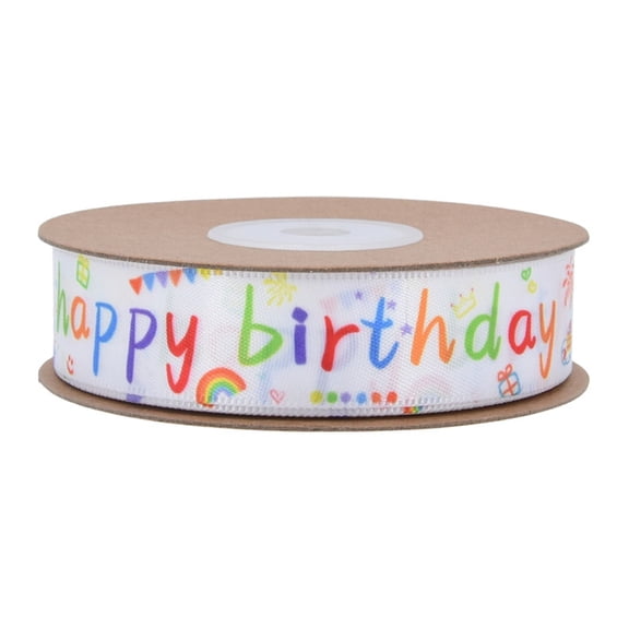 Handmade Ribbon Happy Birthday Ribbon Gift Wrapping Ribbon for Crafting DIY Sewings Project Hair Bows Cake Decorations