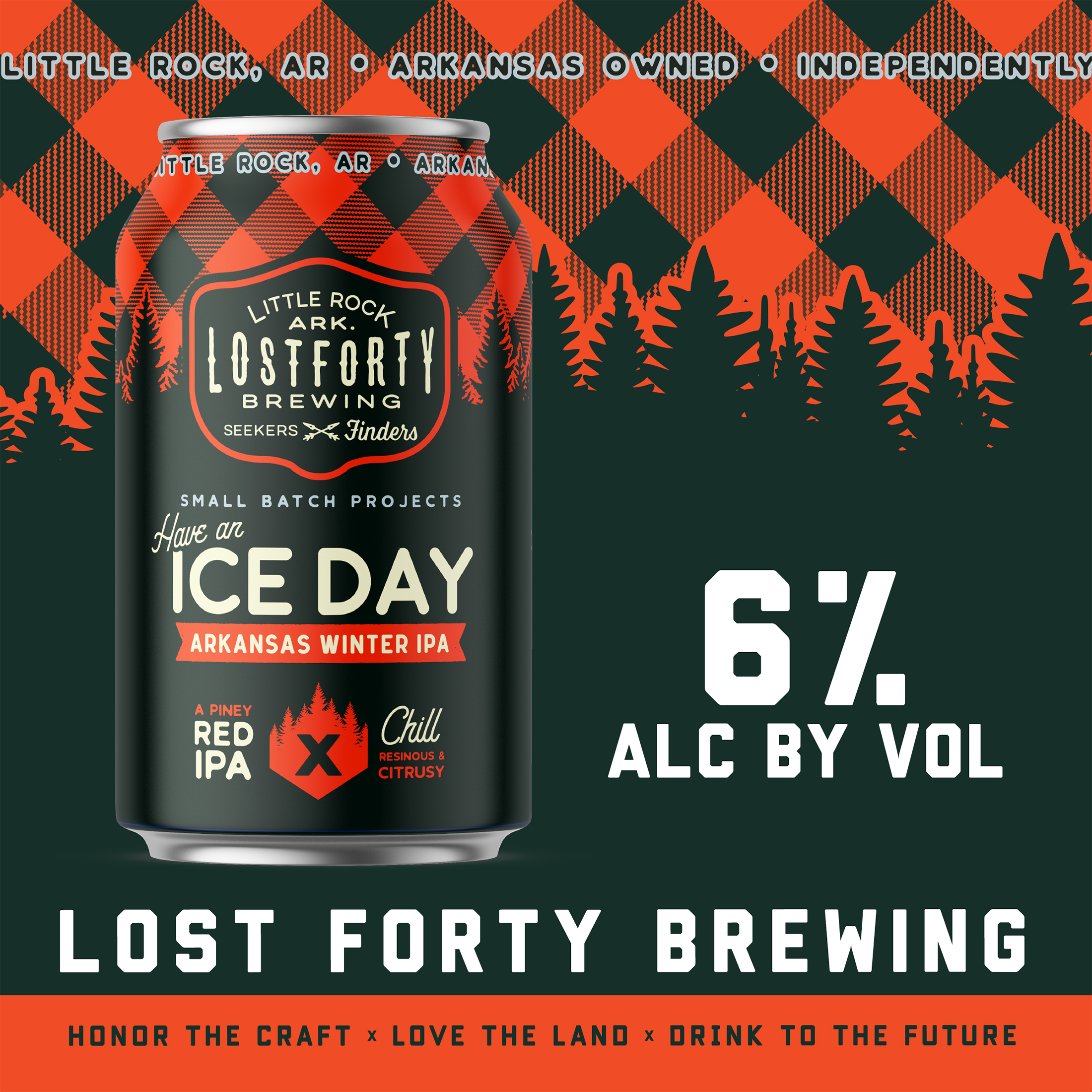 Lost Forty Brewing Ice Day India Pale Ale,12 fl oz 6 Pack Cans, 6.0% ABV