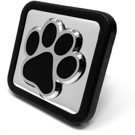 eVerHITCH Paw Emblem Trailer Hitch Cover Plug Insert (Fits 2" Receivers, Chrome/Black)