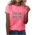 thumbnail image 1 of Camisetas de Verano de Manga Corta de las Mujeres Nuevo Suéter de Cuello de Tripulación, Top de Fiesta Impreso Casual para la Primavera, 1 of 4