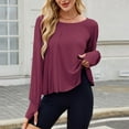 thumbnail image 5 of Workout Shirt for Women Backless Hollow Out Baggy Solid Casual Summer Athletic Long Sleeve Tee Tops with Thumb Holes, 5 of 9