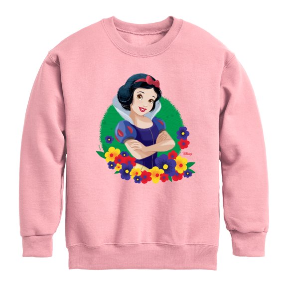 Disney - Snow White With Flowers - Youth Boys Crew Fleece Sweatshirt