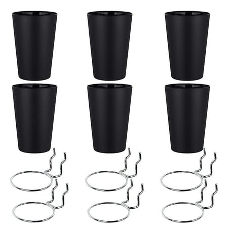 

6 Sets Hooks with Cups Ring Style Bins with Rings Cup Holder Accessories