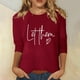 thumbnail image 1 of MKLEKYY Camisetas Mujer Camisa Estampada Para Mujer, Manga 3/4, Túnica, Cuello Redondo, Blusa, Camiseta 370 Talla XL, 1 of 3