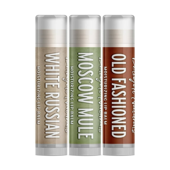 Delight Naturals Happy Hour Cocktails Lip Balm Gift Set - White Russian, Moscow Mule, Old Fashioned