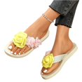 thumbnail image 2 of IEMIEMIEM Women's Platform Flip Flops Floral Wedge Sandals Comfortable Soft Cushion Slip on Summer Beach Vacation Thong Indoor Outdoor Walking Shoes Beige 7 Wide, 2 of 6