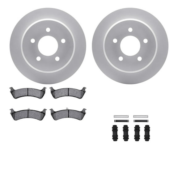 Dynamic Friction Company Rear Geospec Brake Rotors with 5000 Advanced Brake Pads includes Hardware 4512-99120