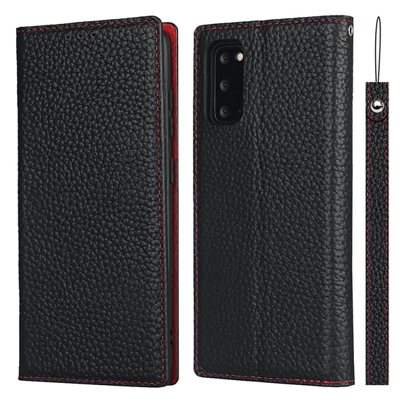 Genuine leather flip phone case for Samsung S24 ultra S23 plus S22 24FE S23 stand wallet cover lanyard