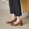 thumbnail image 1 of Nuevos zapatos informales a la moda para mujer, primavera otoño 2022, punta cuadrada, tacón bajo, Color sólido, hebilla con cuentas, tacones altos para mujer 36 Gao Jinjia LED, 1 of 2