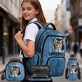 thumbnail image 2 of Pzuqiu Cute Cat 4 Piece School Backpack Set 17 Inch Large Capacity Schoolbag with Lunch Box Pencil Case Water Bottle Holder Lightweight Bookbag for Girls Middle School, 2 of 7
