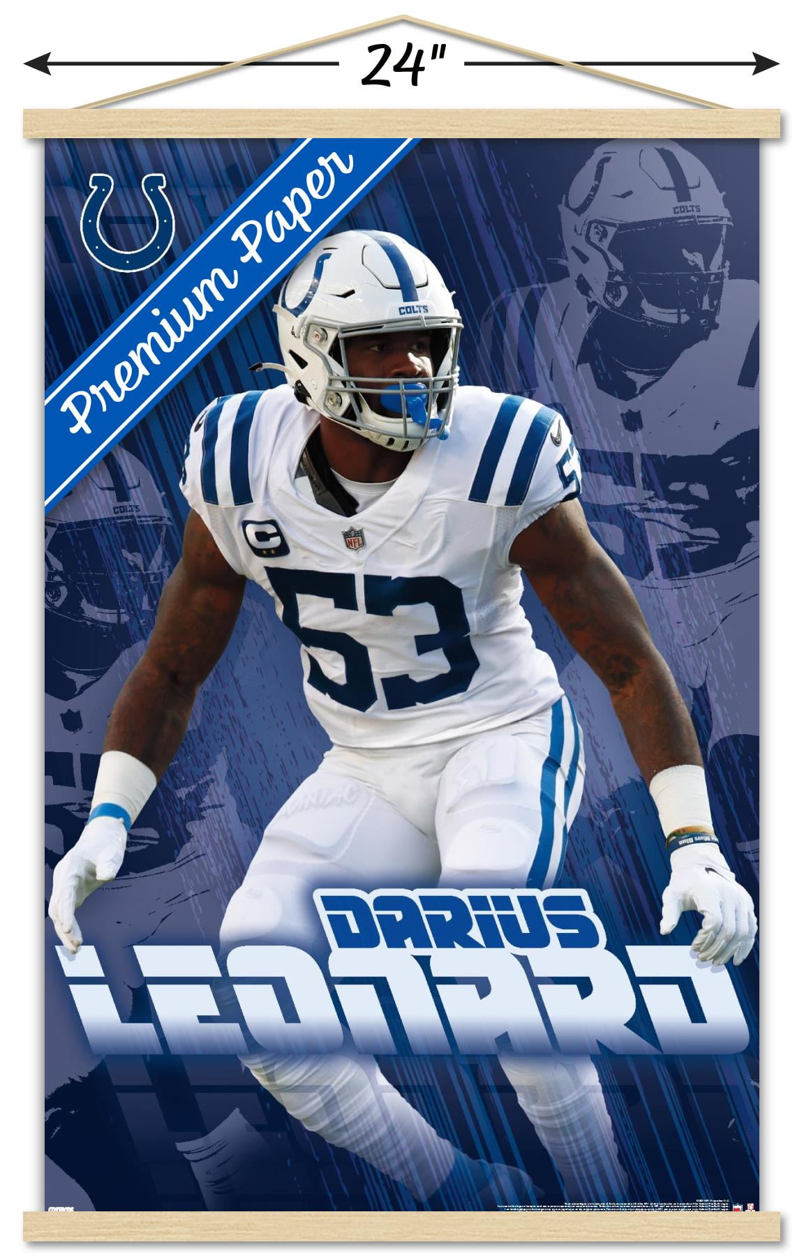 NFL Indianapolis Colts - Darius Leonard 21 Wall Poster with Magnetic Frame,  22.375' x 34' 