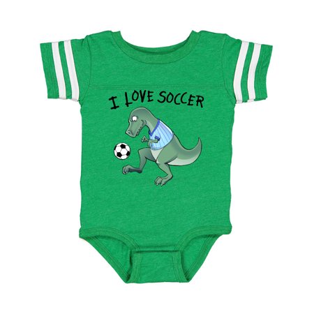 

Inktastic I Love Soccer-Dinosaur in Blue Gift Baby Boy or Baby Girl Bodysuit