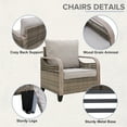 thumbnail image 4 of COOS BAY Brown Wicker Outdoor Dining Arm Chairs with Gray Cushions for Garden, Poolside, Backyard (Set of 1), 4 of 8