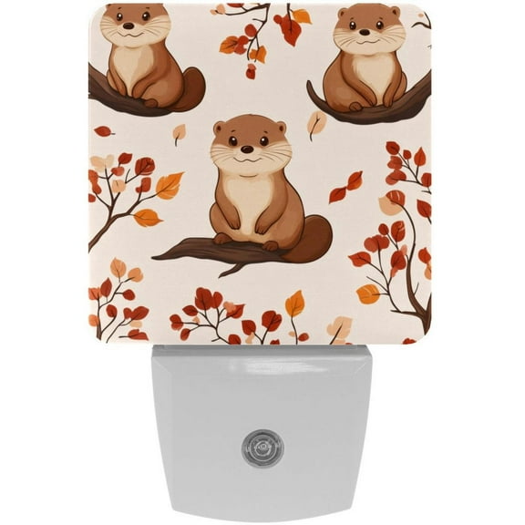PhooArto Sweet Otters Pattern Plug in LED Night Light Auto Sensor Dusk to Dawn Decorative Night for Bedroom, Bathroom, Kitchen, Hallway, Stairs, Baby's Room, Energy Saving
