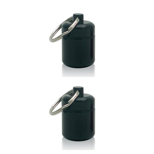 Wosthever Mini píldoras Caja de transporte Llavero de aleación de aluminio Negro 2Conjunto