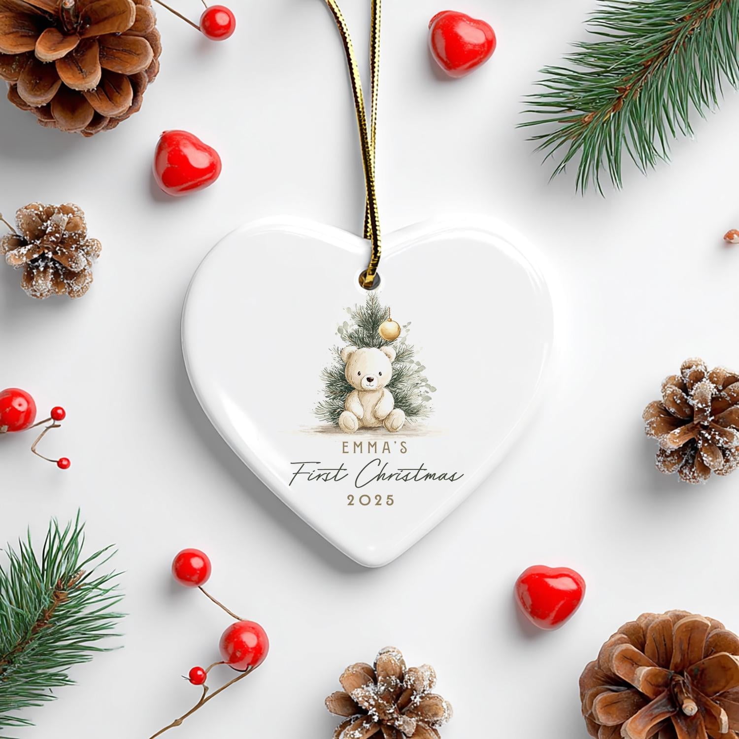 Personalized Baby's First Christmas Ornament: Teddy Bear Keepsake, 2025