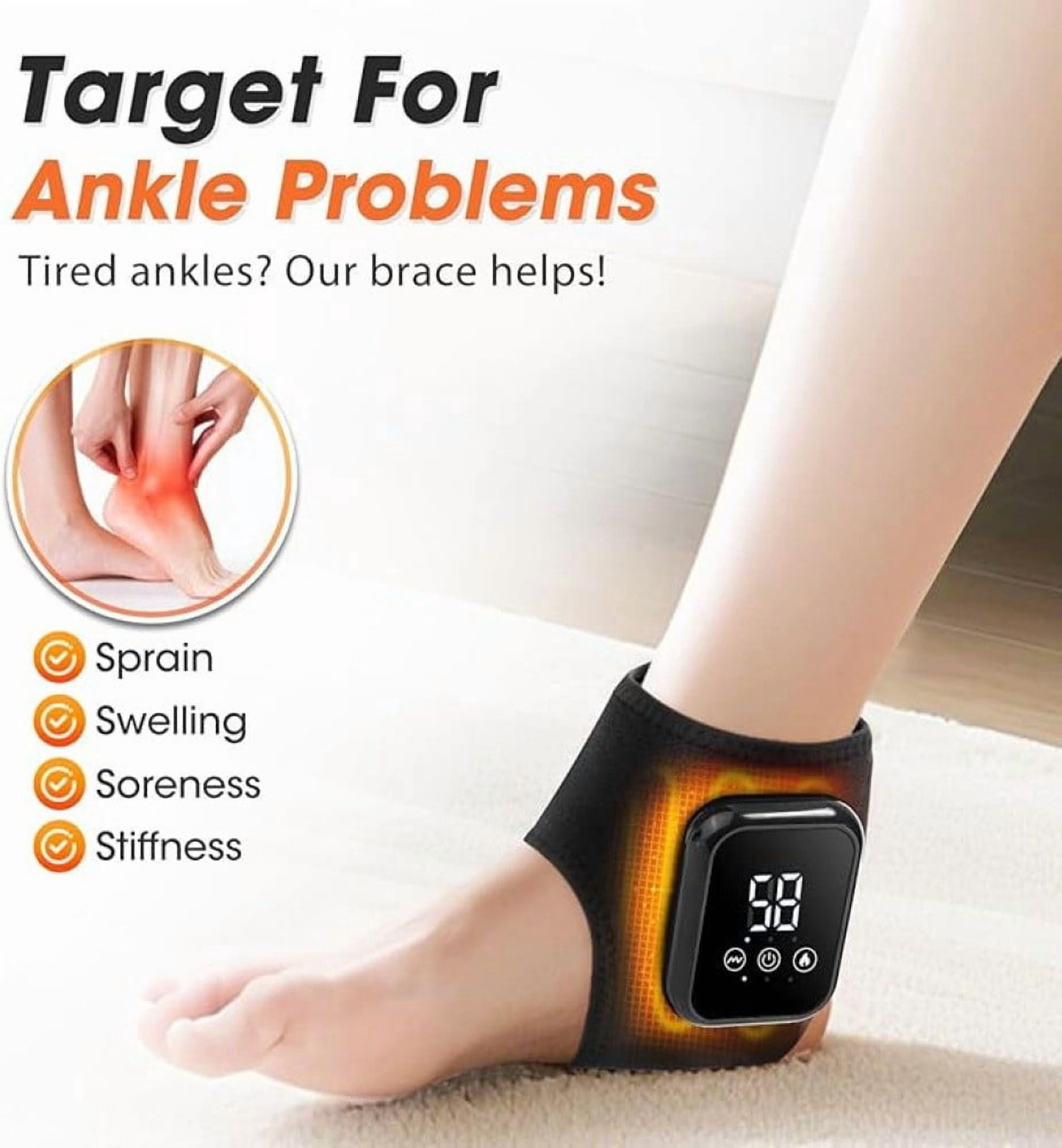 2Pcs Electric Foot Ankle Massager for Pain Relief 3 Modes Vibration Hot Compress