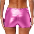 thumbnail image 2 of vastwit Womens Shiny Metallic Shorts Hot Pants Disco Party Dance Booty Shorts Swim Bottoms Pink 14, 2 of 5