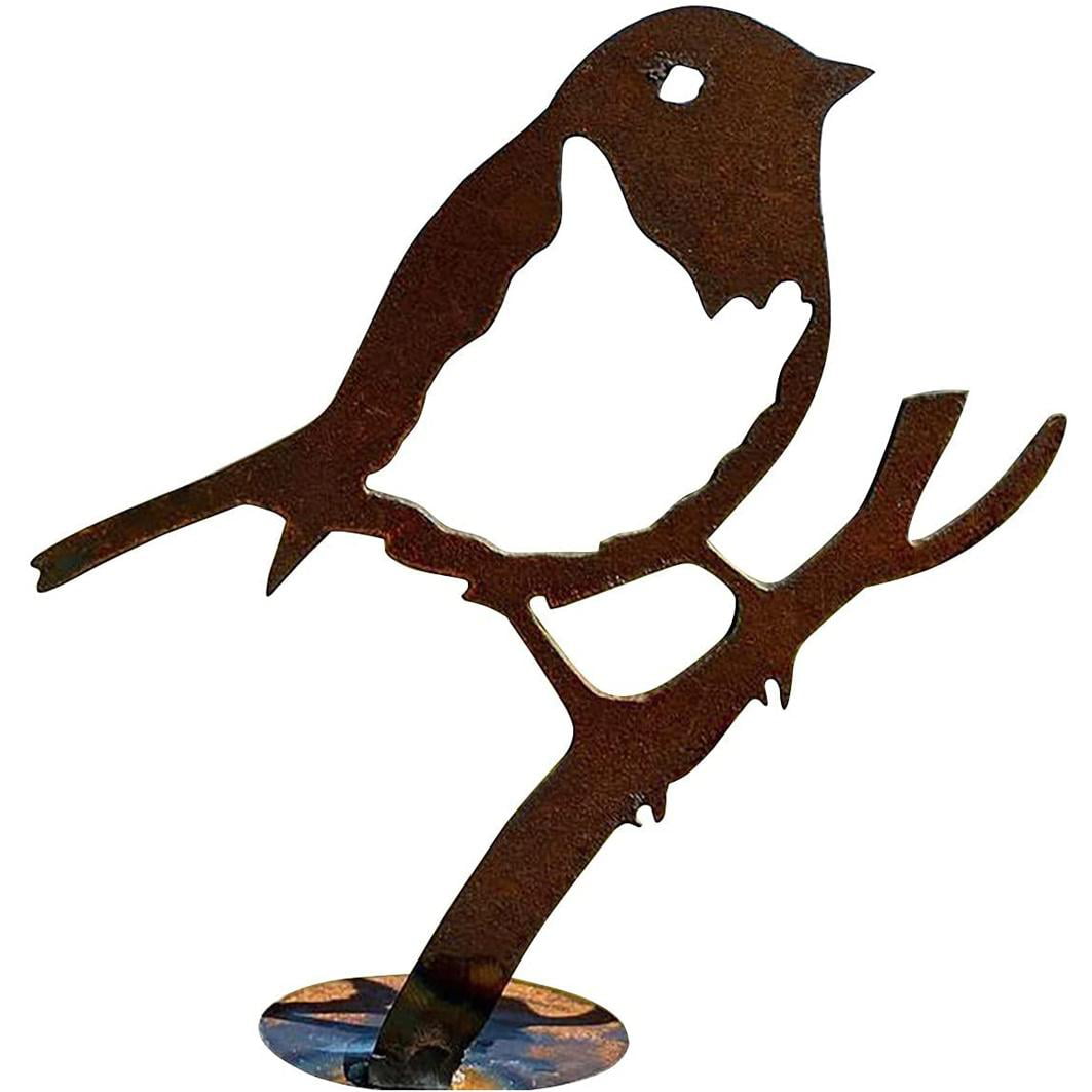 Garden CARDINAL Bird Silhouette Rusty Metal Steel Rustic Art Made in USA 