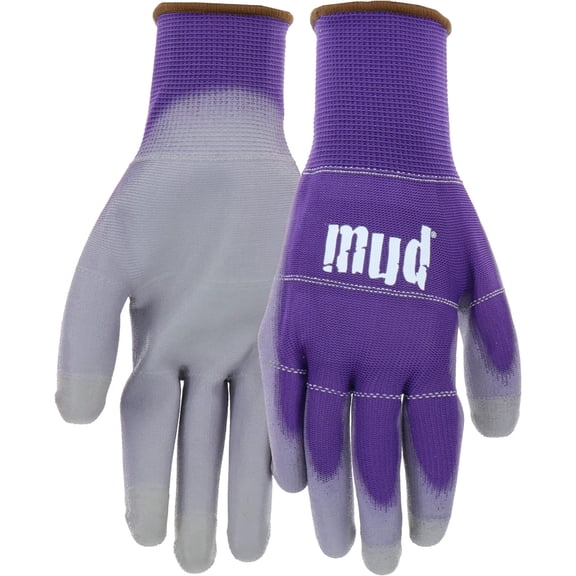 Mud Smart Mud Polyurethane Coated Palm Gloves, Eggplant Purple, Large