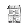 thumbnail image 2 of Vess, June Erica 12x12 Black Ornate Wood Framed with Double Matting Museum Art Print Titled - Shopfront Sketches II, 2 of 4