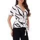 thumbnail image 4 of INSPIRAR CHIC Blusa Elegante con Cintura Elástica y Cuello en V con Volantes para Mujeres XL Blanca, 4 of 6