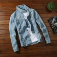 thumbnail image 2 of Ropa popular coreana de otoño, abrigo de vaquero para hombre, chaquetas de mezclilla cargo para hombre, informal, de Corea, de bajo costo, elásticas, Y2k, talla L, originales, sueltas, 2 of 4