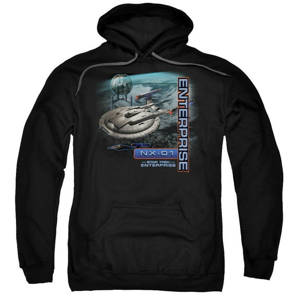 Star Trek Enterprise Nx 01 Adult Pullover Hoodie Sweatshirt Black