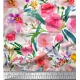 thumbnail image 1 of Soimoi Viscose Chiffon Fabric Flower & Leaves Watercolor Print Fabric by the Yard 42 Inch Wide, 1 of 3