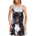 thumbnail image 1 of Fotbe Cool French Bulldog Wine Vestido de Verano sin Mangas para Mujer – Vestido Midi Línea A, Estilo Camiseta Floral, Vestido Playero Casual y Fluido, 1 of 7