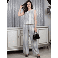 thumbnail image 2 of Conjunto 2 Piezas Casual Chic, Blusa Sin Mangas Minimalista y Pantalón Holgado a Rayas para Mujer, 2 of 5