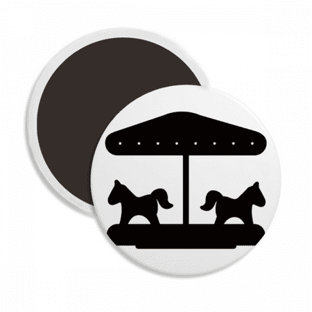 

Black Carousel Amusement Park Outline Round Ceracs Fridge Magnet Keepsake Decoration