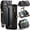 Black, variant on For iPhone 17 Crossbody Wallet Case, with 10 Card Slots, Zipper RFID Blocking Pocket and Magnetic Flip Folio 3-in-1 PU Leather Wristlet Shoulder Strap Case,Hotpink