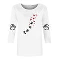 thumbnail image 3 of Cute Paw Heart Shirts for Women Casual 3/4 Length Sleeve Tshirt Crewneck Pullover Top Blouse Trendy, 3 of 3
