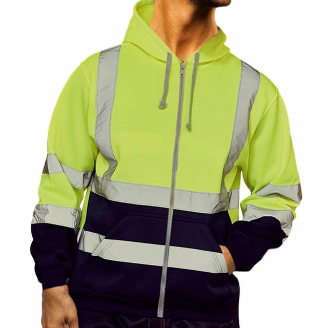 Sweat à Capuche à Manches Longues Réfléchissant Mode avec Fermeture Éclair pour Usage Quotidien et Décontracté